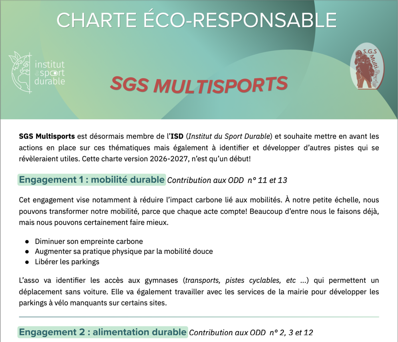 La Charte Éco-responsable
